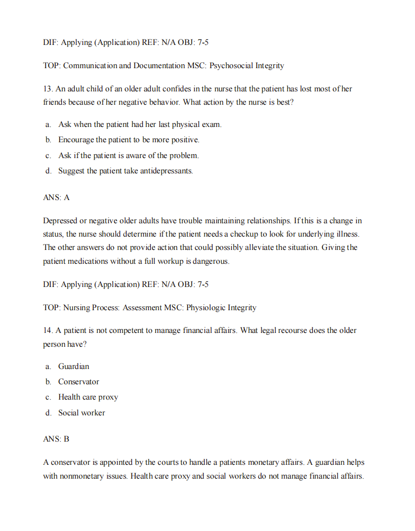 Gerontological Nursing 10th Test Bank by Charlotte Eliopoulos