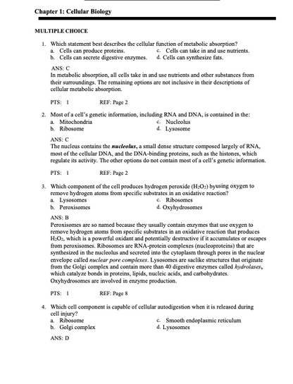  Pathophysiology 9th Edition Test Bank by McCance & Huether