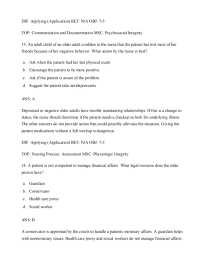 Gerontological Nursing 10th Test Bank by Charlotte Eliopoulos