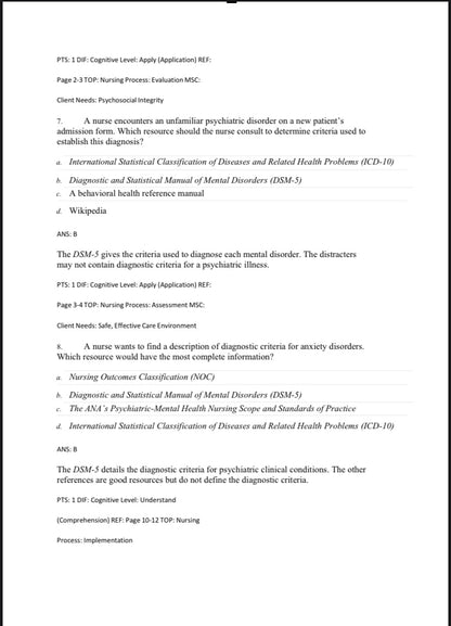 Test Bank Foundations of Mental Health Care 8th Edition by Morrison-Valfre