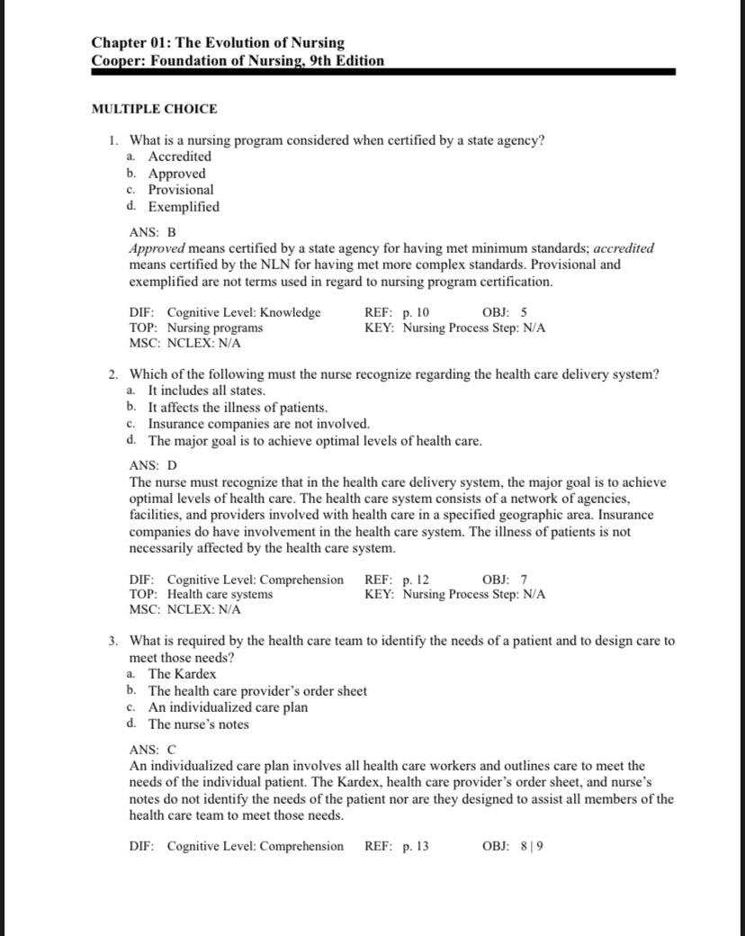 Foundation of Nursing 9th Edition Test Bank by Cooper and Gosnell