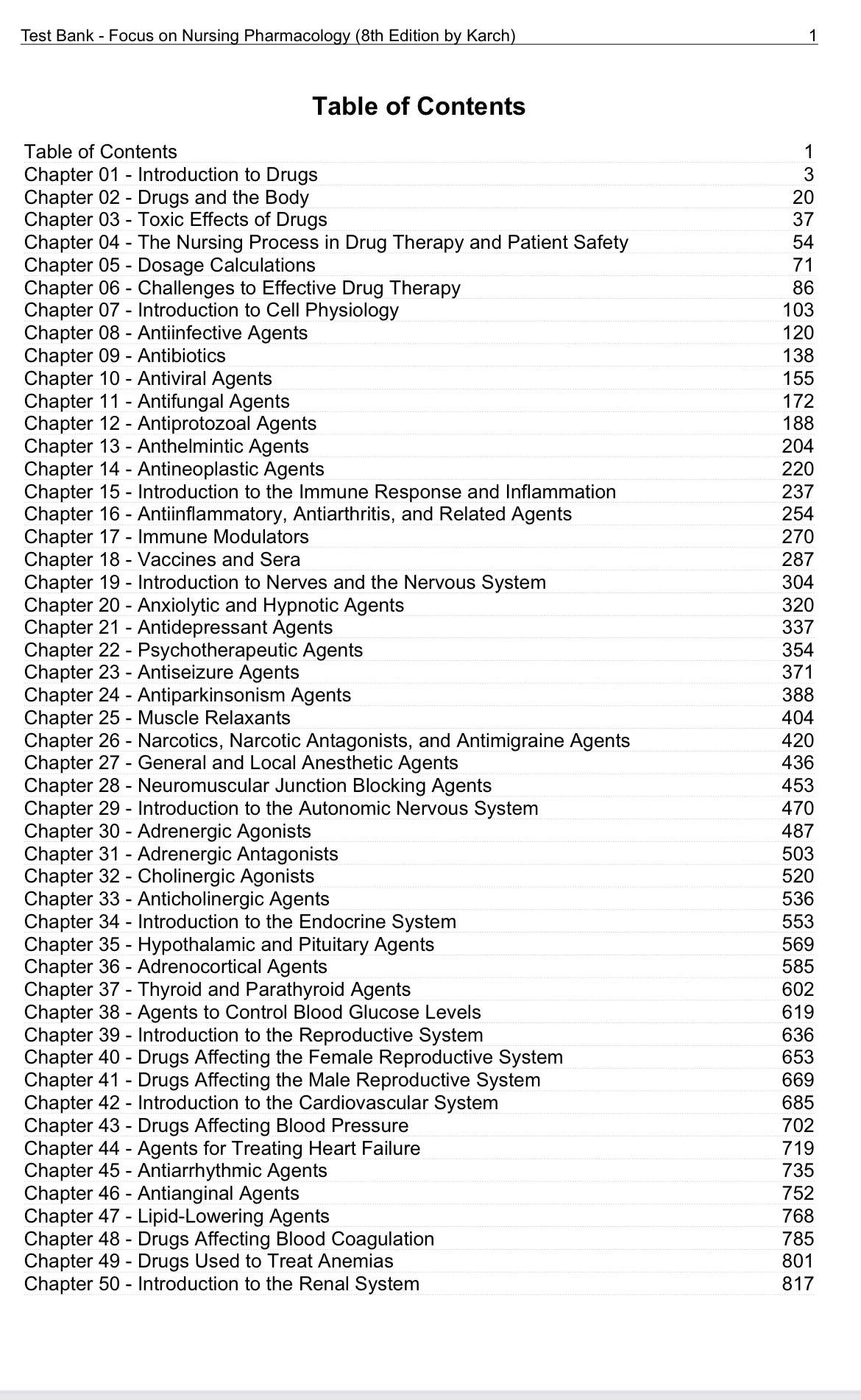 Focus on Nursing Pharmacology 8th Test Bank by Karch