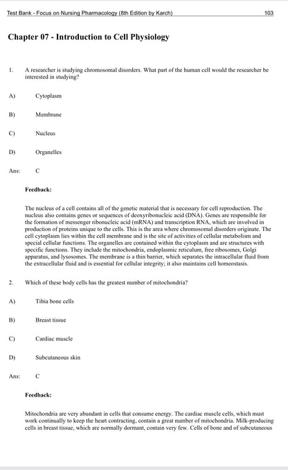 Focus on Nursing Pharmacology 8th Test Bank by Karch